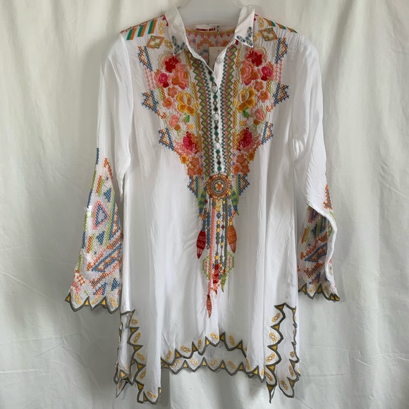 JOHNNY WAS Flower Spirit White Tunic XS - Picture 2 of 6
